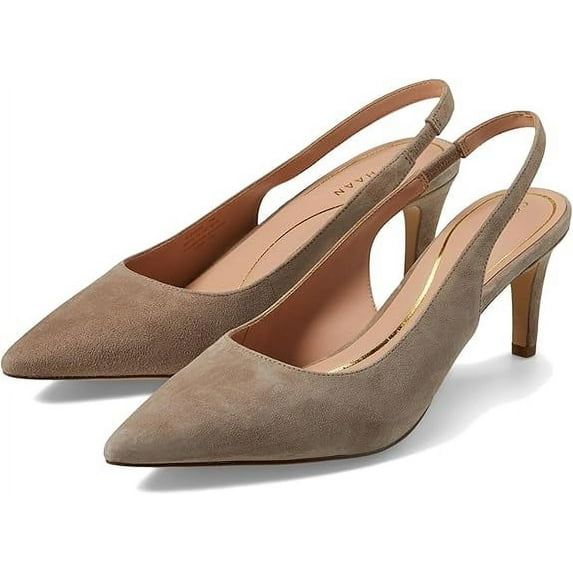 Cole Haan Vandam Sling Irish Coffee Suede Pointed Toe Kitten Heeled Dress Pumps (Irish Coffee Suede, 8.5)