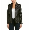 thumbnail image 1 of Cole Haan Women's Genuine Leather Jacket with Wing Collar (Black, XXL, Drycleanonly), 1 of 7