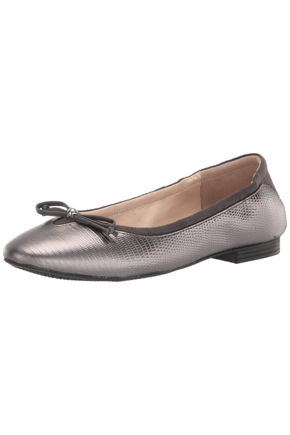 Women's Keira Ballet Loafer, Pewter Lizard Embossed Leather, 7.5