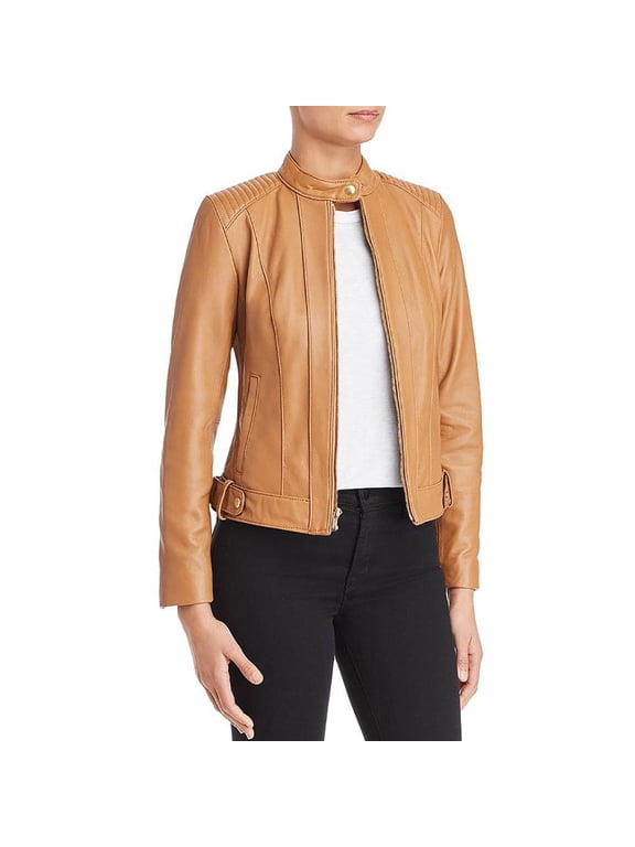 Women's Racer Leather Jacket (Hazelnut, L)