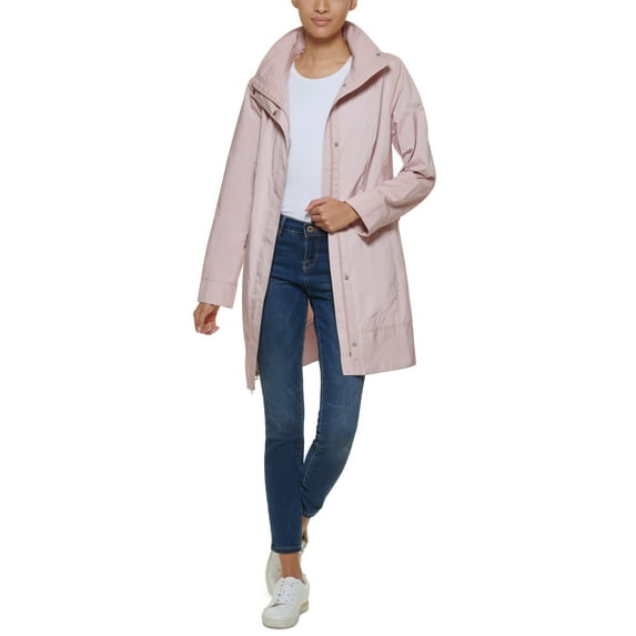 Cole Haan Women's Packable Hooded Raincoat Pink Size Medium
