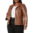 thumbnail image 1 of Cole Haan Women's Plus Size Scuba Leather Jacket (Hickory, 3X), 1 of 3