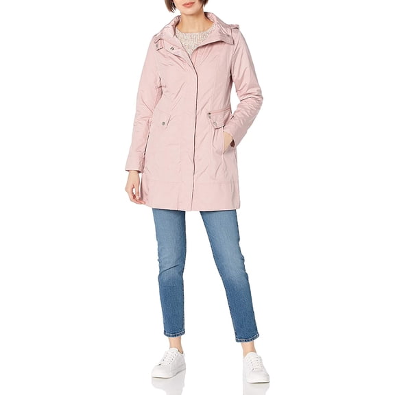 Cole Haan Womens Back Bow Packable Hooded Rain Jacket