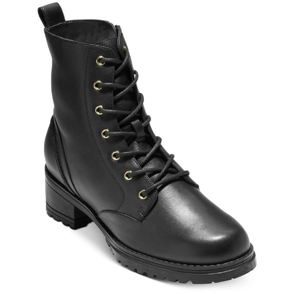 Cole Haan Womens Camea Faux Leather Ankle Combat & Lace-up Boots
