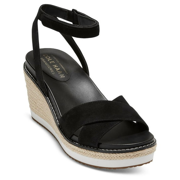 Cole Haan Womens Cloud Crisscross Suede Adjustable Wedge Sandals