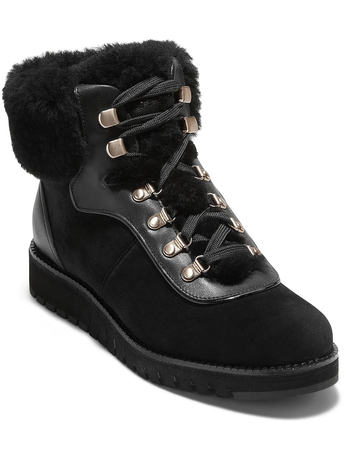 Cole Haan Womens ZERO GRAND Faux Suede Faux Fur Hiking Boots  display picture 1