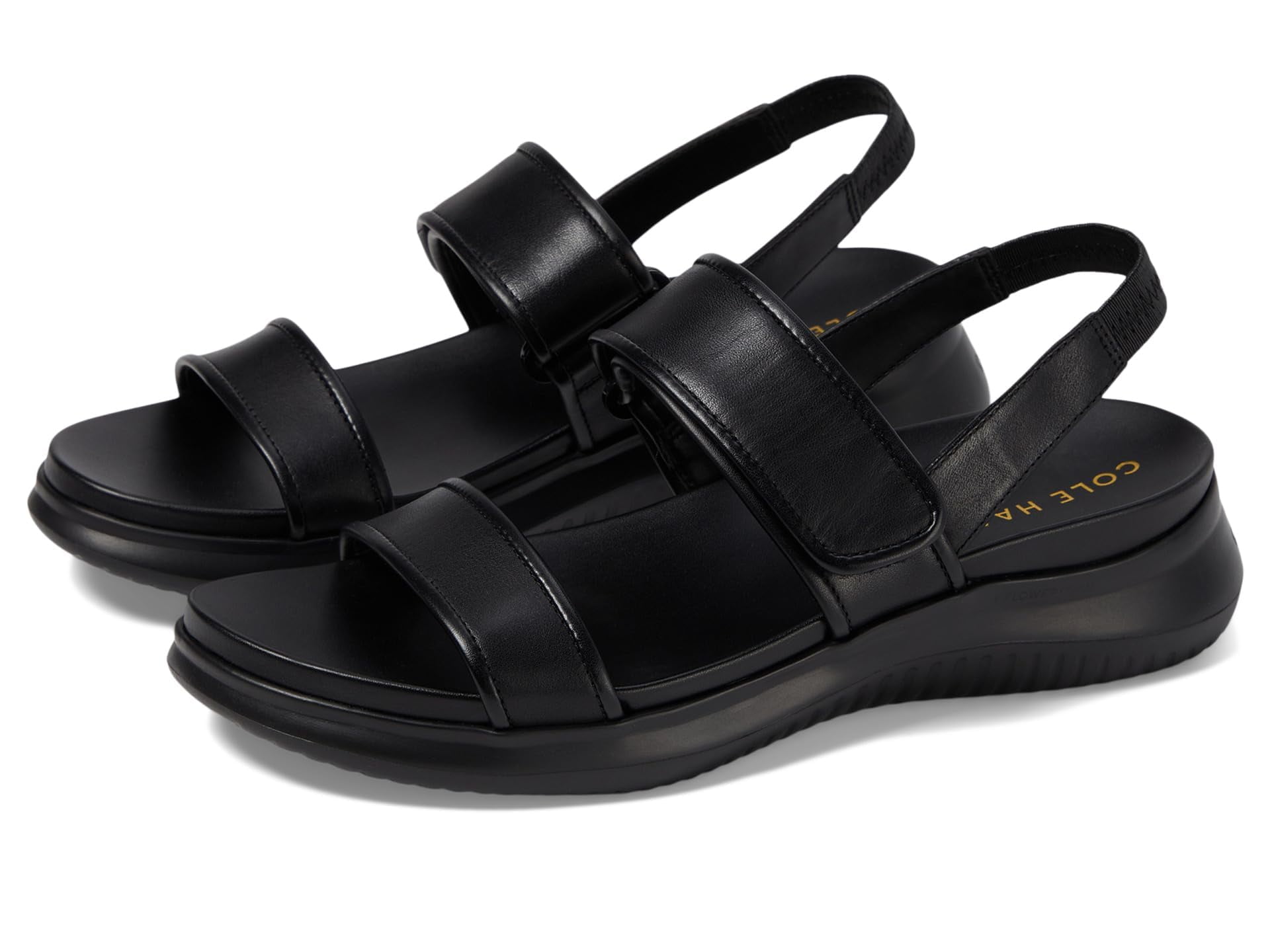 Cole Haan Womens' ZEROGRAND Meritt Flat Sandals, Black/Black