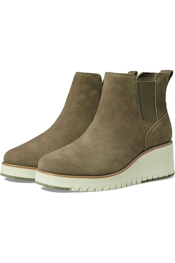 Zerogrand City Wedge Stone Gray Suede Side Zip Suede Ankle Boots (Stone Gray Suede, 5.5)