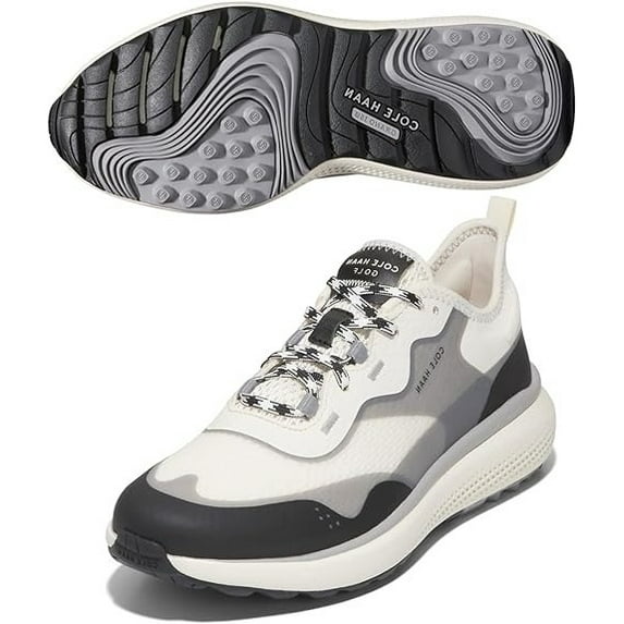 Cole Haan Zerogrand Fairway Golf Ivory/Black/Ivory Lace Up Low Top Sneakers (Ivory/Black/Ivory, 6)