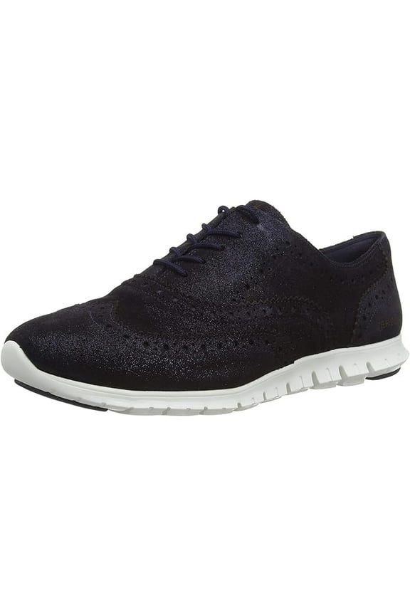 Zerogrand Wing Ox Closed Hole II Dark Navy Sparkle Leather Sneakers (Dark Navy Sparkle Leather, 5.5)