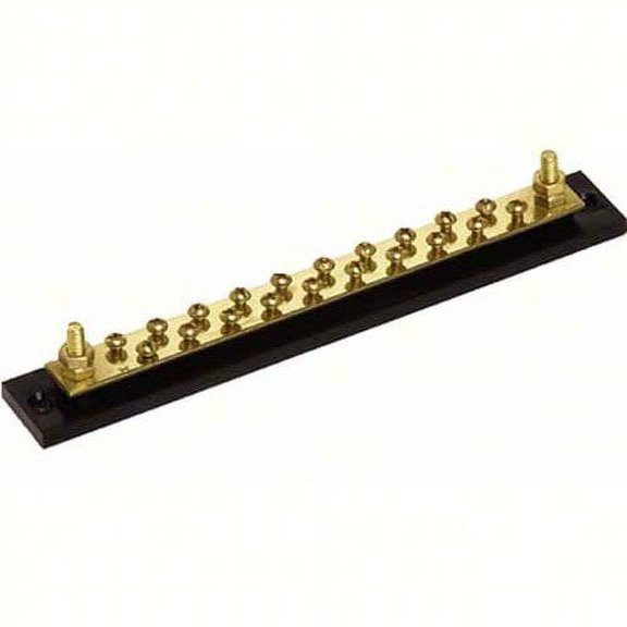 Cole Hersee M448BX Solid Brass 20-Gang Terminal Junction Block with Common Hot Feed