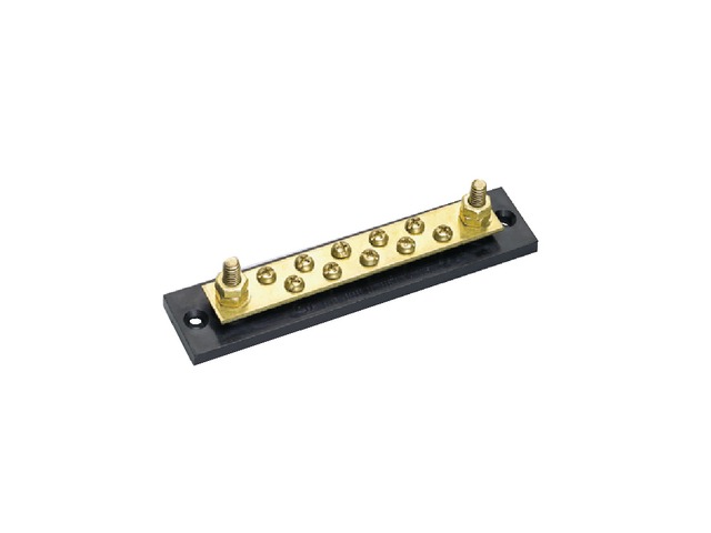 Cole Hersee M449 Solid Brass 10-Gang Terminal Junction Block with Common Hot Feed
