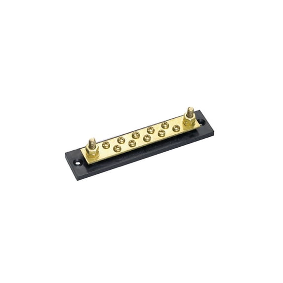 Cole Hersee M449 Solid Brass 10-Gang Terminal Junction Block with Common Hot Feed