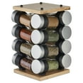 thumbnail image 1 of Cole & Mason Mason Blyth Wooden Spice Rack, 16 Jar Carousel, Bamboo Design, Seasoning Set, Gift Organizer, 1 of 7