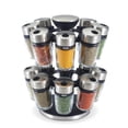 thumbnail image 1 of Cole & Mason Mason 16 Jar Spice Rack Carousel, Stainless Steel Kitchen Organizer, 1 of 6