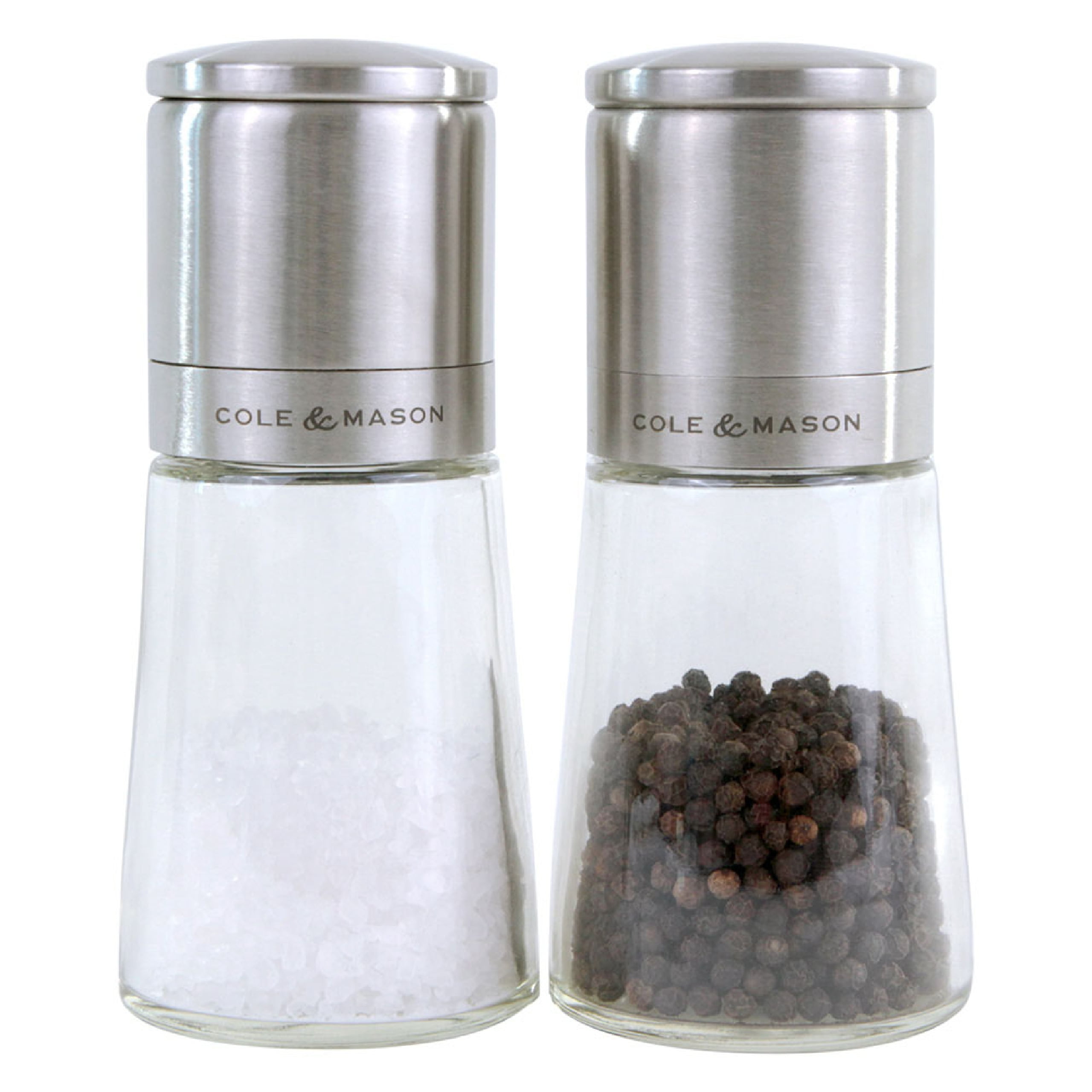 Clifton Silver and Clear Glass Salt & Pepper Mill Set