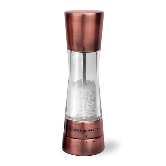 Cole & Mason Copper Derwent Salt Grinder Mill with Gourmet Precision Mechanism and Premium Sea Salt