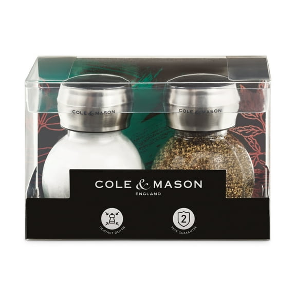 Cole & Mason Darlington Salt & Pepper Shaker Gift Set - Salt and Pepper Shakers - Home & Kitchen Accessories - Kitchen Essentials - Acrylic & Stainless Steel Shaker Set