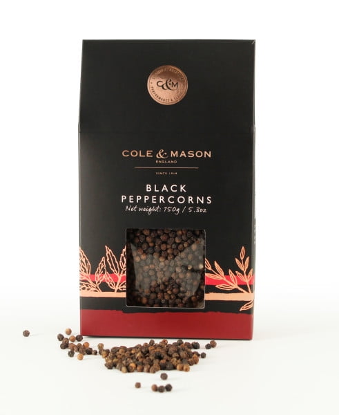 Cole & Mason Gourmet Spice Refill Box - Pairs Well with Chicken, Beef, Pork & More - Peppercorn Refill for Pepper Mill Grinder - Black Pepper 5.3 Oz Box