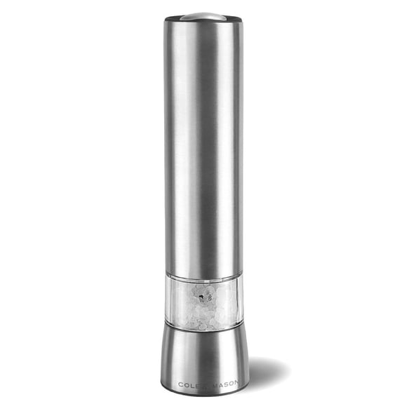 Cole & Mason Precision Diamond-Cut Ceramic Led Salt Mill, Silver 8"