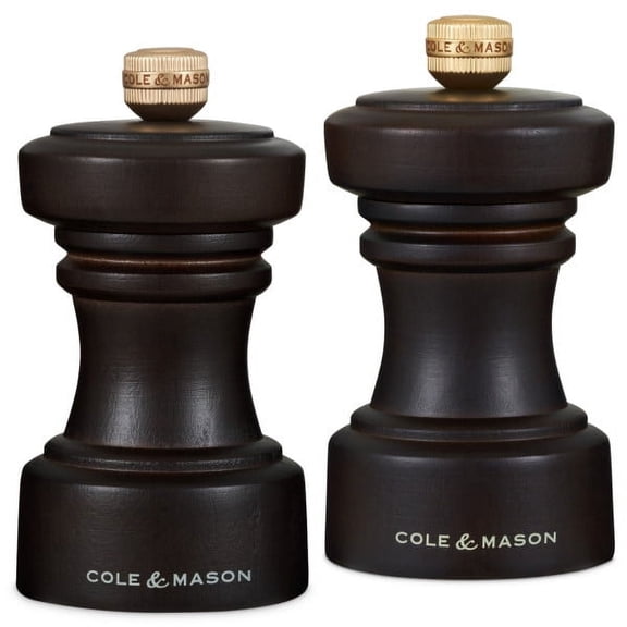 Cole & Mason Hoxton Chocolate Brown Wood Salt and Pepper Mill Gift Set 4"