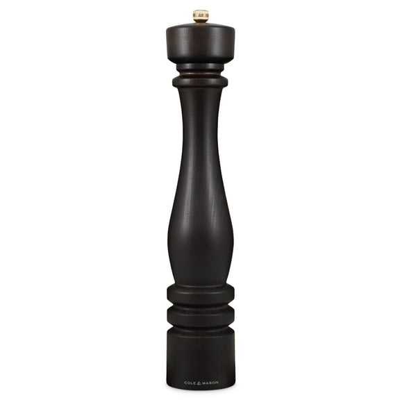 Cole & Mason London Chocolate Wood Pepper Mill, Precision+ Carbon Mechanism, Pepper Grinder with Adjustable Grind, Beech Wood, 400mm, Seasoning Mill, Lifetime Mechanism Guarantee