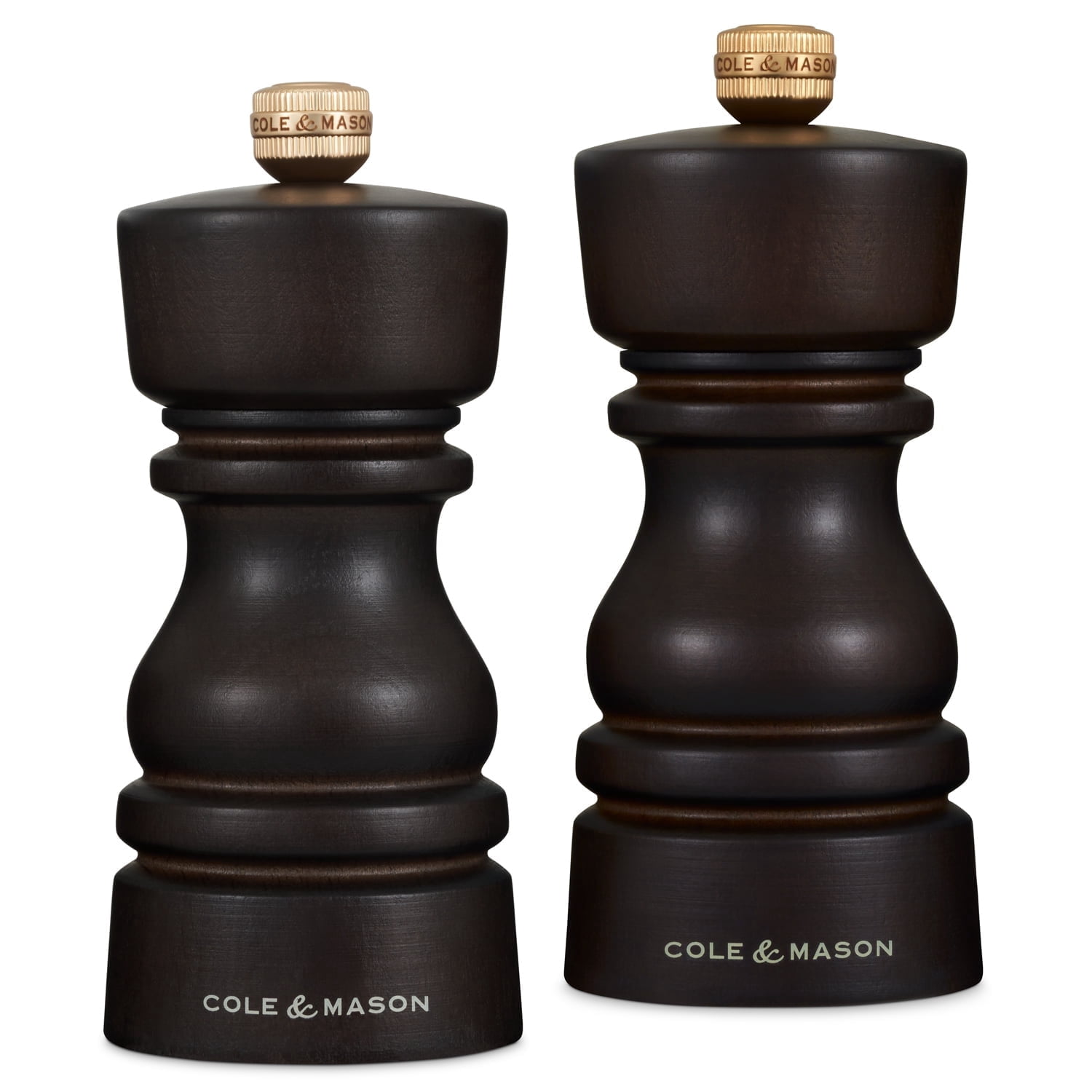 Cole & Mason  Chocolate Wood Salt & Pepper Mill Set, 130mm, Precision+ Ceramic Mechanisms, Adjustable Grind