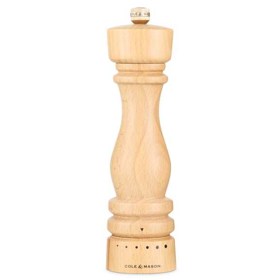 Cole & Mason London Natural Beech Grind Select Pepper Mill 8"