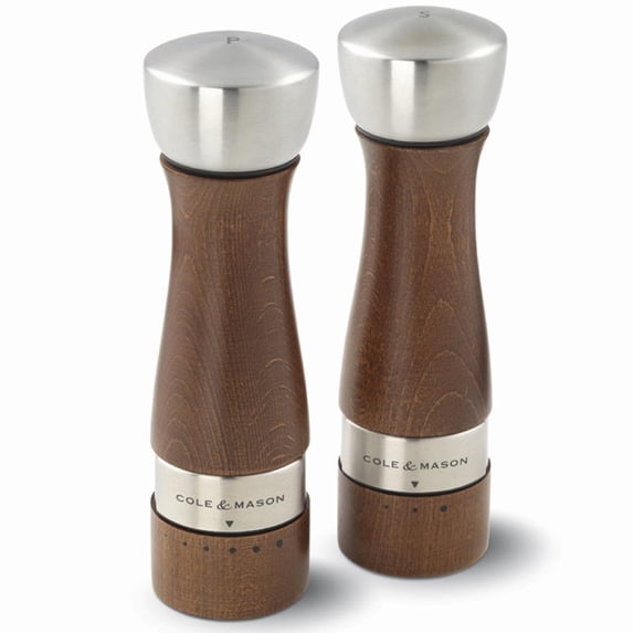 Cole & Mason Oldbury Wood Salt and Pepper Grinder Set, Brown