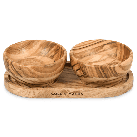 Cole & Mason Portobello Olive Wood Pinch Pots & Tray