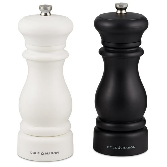 Cole & Mason Southwold Kitchen Classic Salt & Pepper Mill Gift Set, Black and White