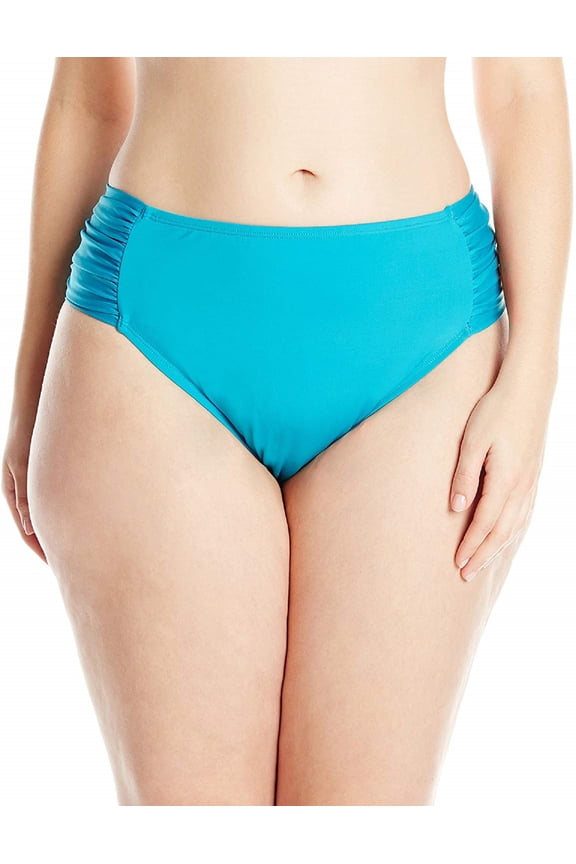 Womens Plus Shirred Hipster Swim Bottom Separates, Peacock, 24W