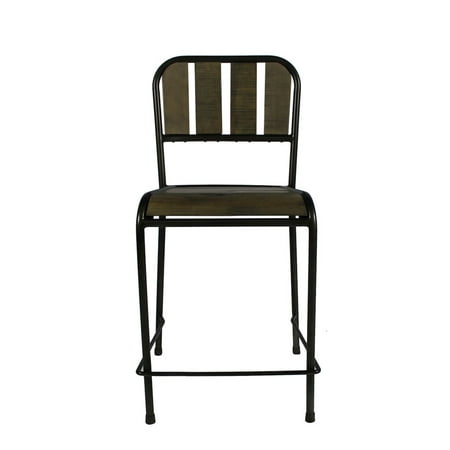 Cole Reclaimed Solid Wood Counter Chair in Brown with Black Metal Frame