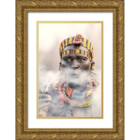 Cole, Trevor 11x14 Gold Ornate Wood Framed with Double Matting Museum Art Print Titled - Jiye tribeswoman