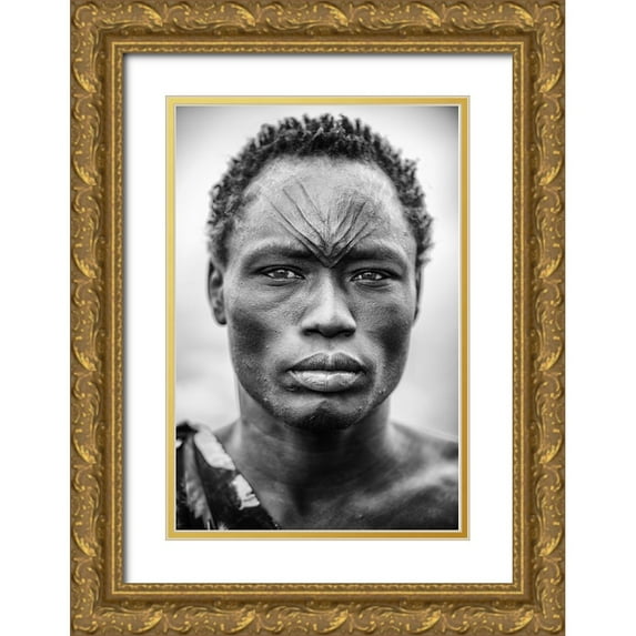 Cole, Trevor 17x24 Gold Ornate Wood Framed with Double Matting Museum Art Print Titled - The Face Of The Mundari