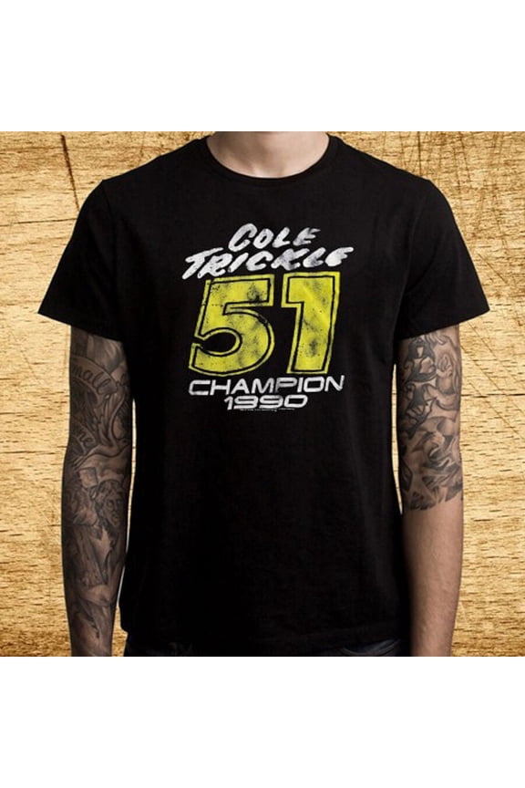 Cole Trickle 51 Champion 1990 Men's Black T-Shirt Size S-5XL