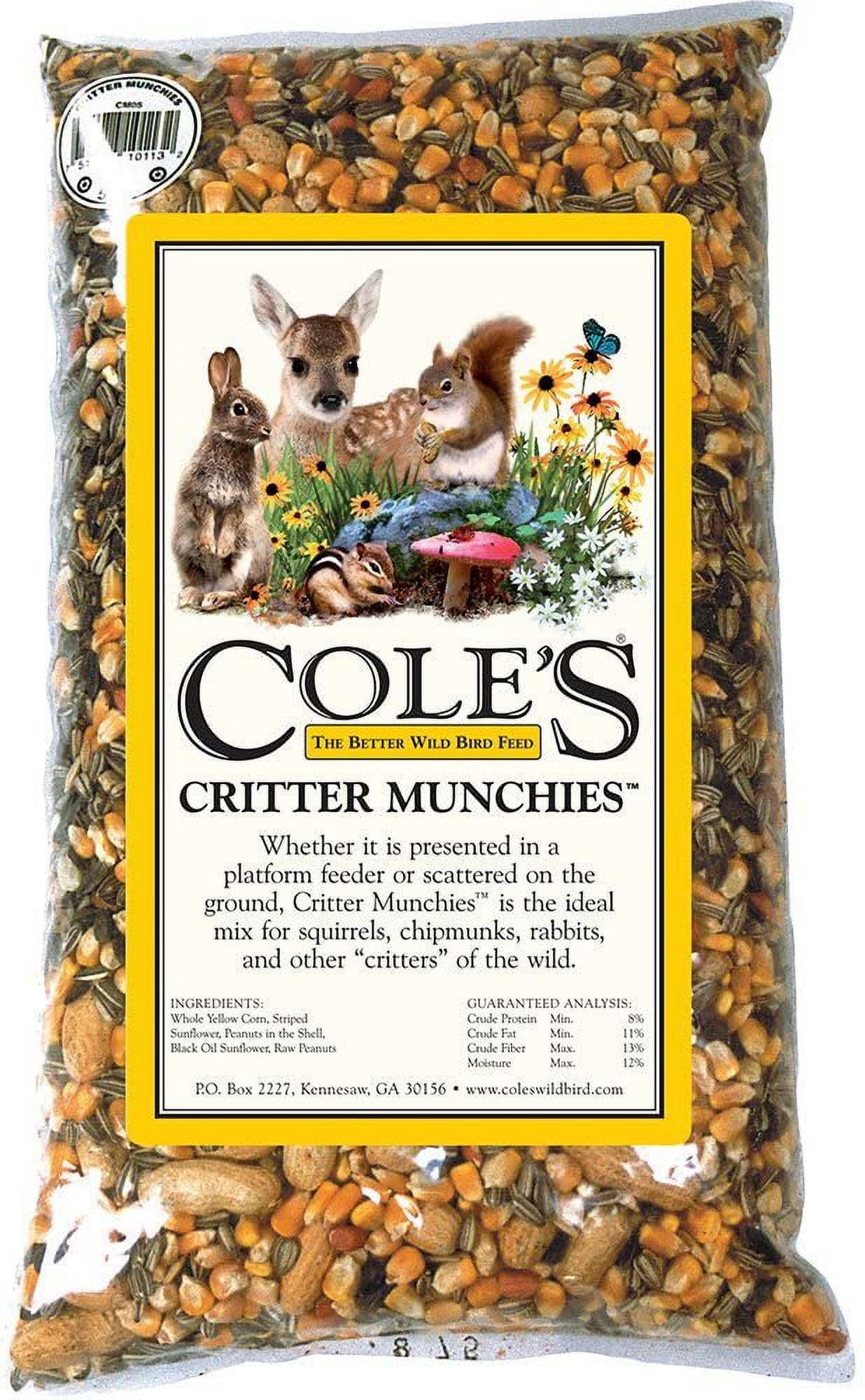 Cole's Wild Bird Products Critter Munchies Critter Feed - Mix for Squirrels & Blue Jays - 20-Pound — Residential Use, Standard Application