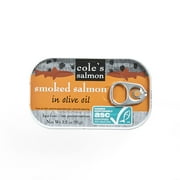 Cole’s Patagonian Smoked Salmon in Extra Virgin Olive Oil 3.2 oz – Fish Fillet, High Protein, Canned, Skinless, Boneless, Gluten-Free