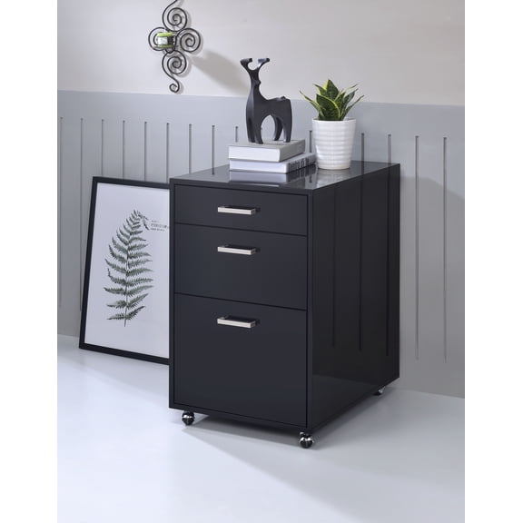 Coleen Black High Gloss & Chrome Finish Cabinet