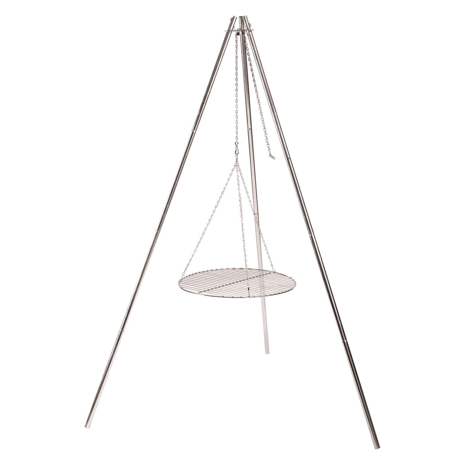 Silver Adjustable Height Electric Camping Tripod Grill and Lantern Hanger