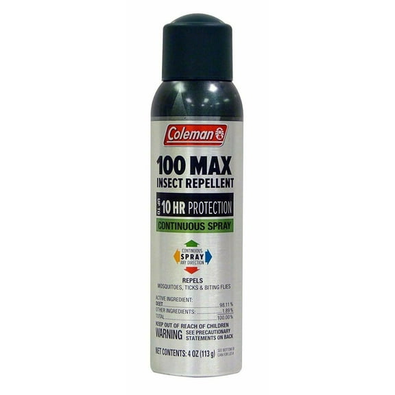 Coleman 100 Max Insect Repellent 10HR Protection, Unscented, 4oz, 4-Pack