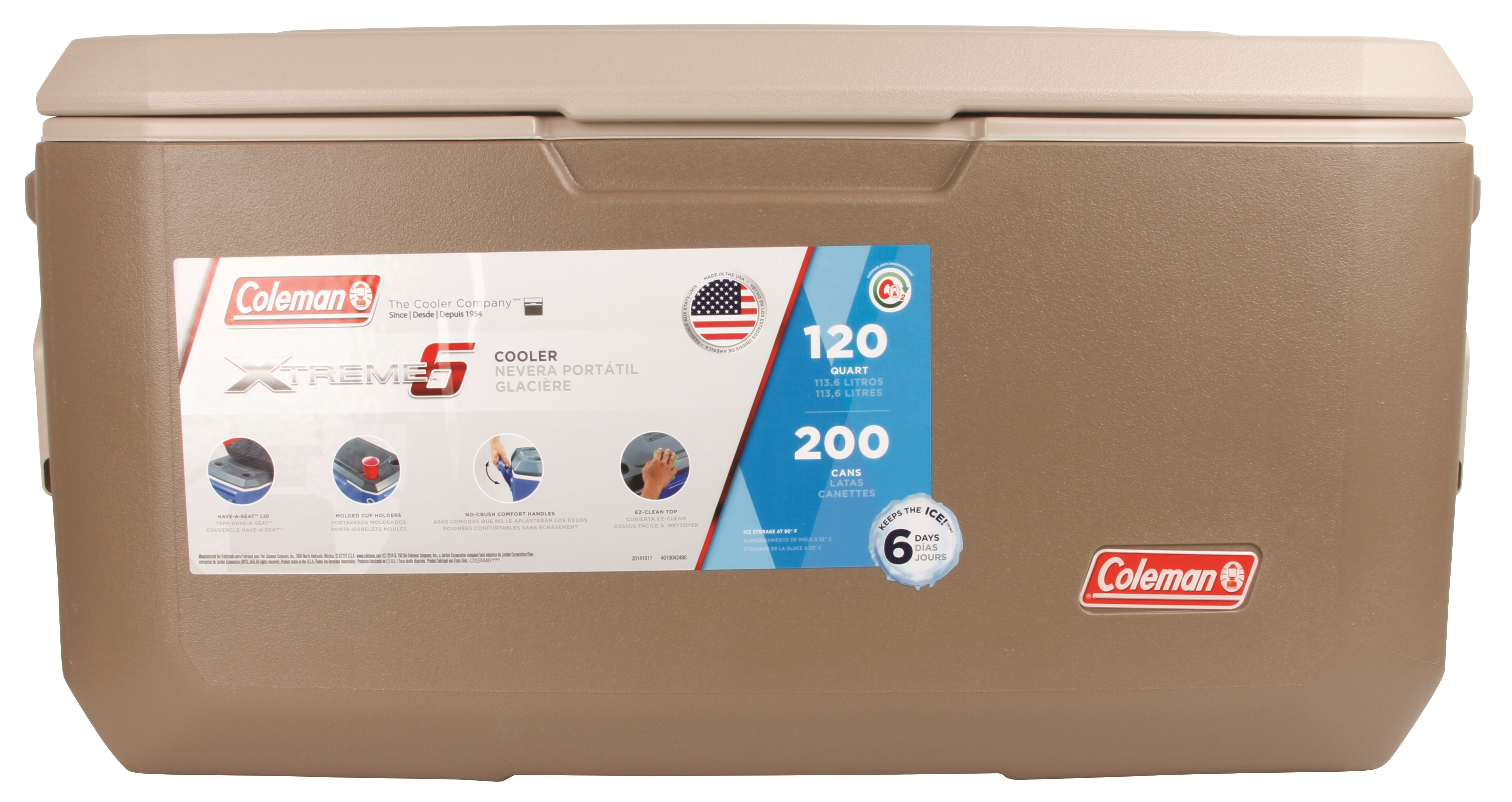 Coleman 120 Quart Xtreme 6 Day Heavy Duty Cooler, Tan - Walmart.com