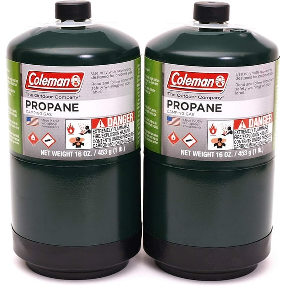 Coleman 2 Pack Propane Fuel Tank - 16 oz, Green, Steel