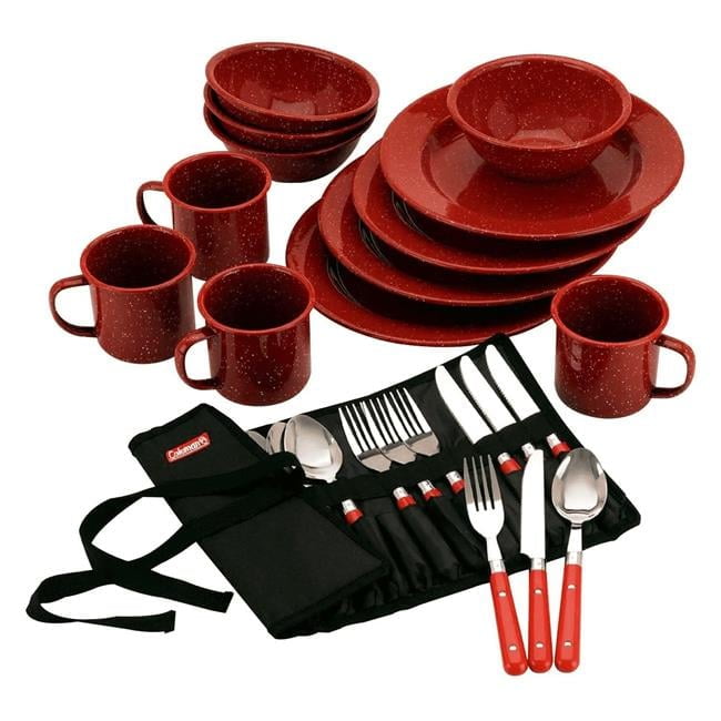 Coleman - 【Coleman】ENAMEL DISHWARE SET Coleman Camping Tableware: 24-Piece Enamel Dinnerware