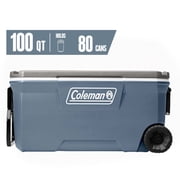 Coleman Classic 100 QT Hard Side Ice Chest Cooler with Wheels, Lakeside Blue
