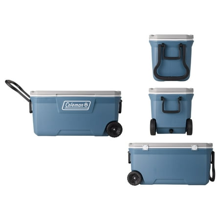 Coleman 316 Series 100QT Ice Chest Rolling Cooler with Wheels, Lakeside Blue