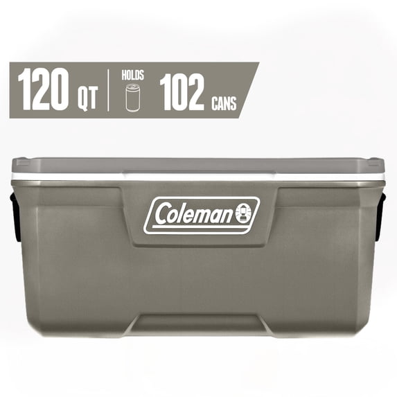 Coleman Classic 120 QT Hard-Sided Ice Chest Cooler, Silver Ash