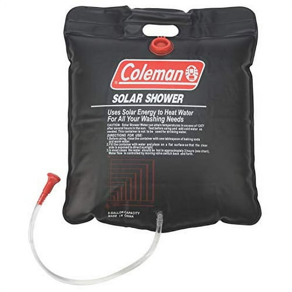 Coleman 5-Gallon Solar Shower - Portable Camping Shower - Black, 5 gal