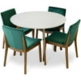 thumbnail image 1 of Coleman 5-Piece Mid-Century round Dining Set w/ 4 Velvet Dining Chairs in Green, 1 of 4