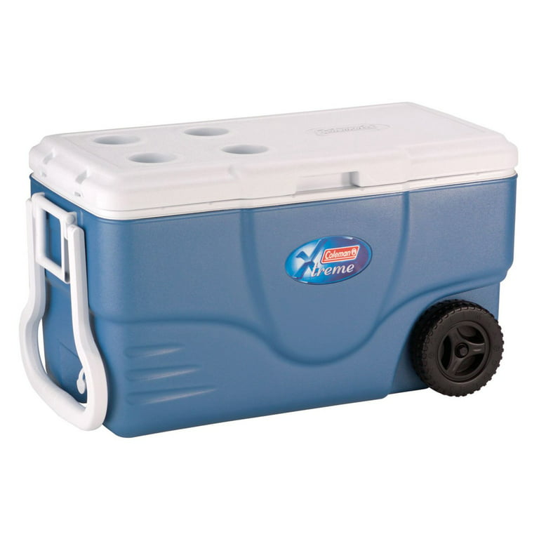 Coleman 316 Series 62QT Lakeside Blue Hard Chest Wheeled Cooler for  Backyard, Camping, Beach or Tailgate